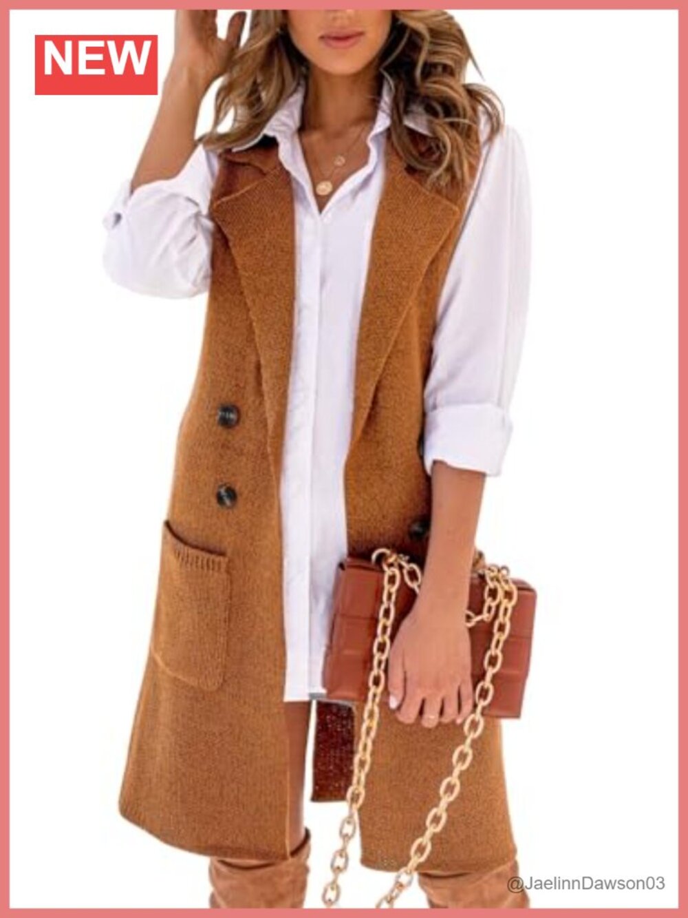 Womens Long Sleeveless Knit Sweater Vest Notch Lapel Cardigan